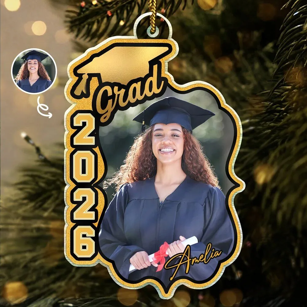 Personalized Graduation Photo Ornament, Custom Graduate Name and Year Keepsake 6 Personalized Graduation Photo Ornament, Custom Graduate Name and Year Keepsake
