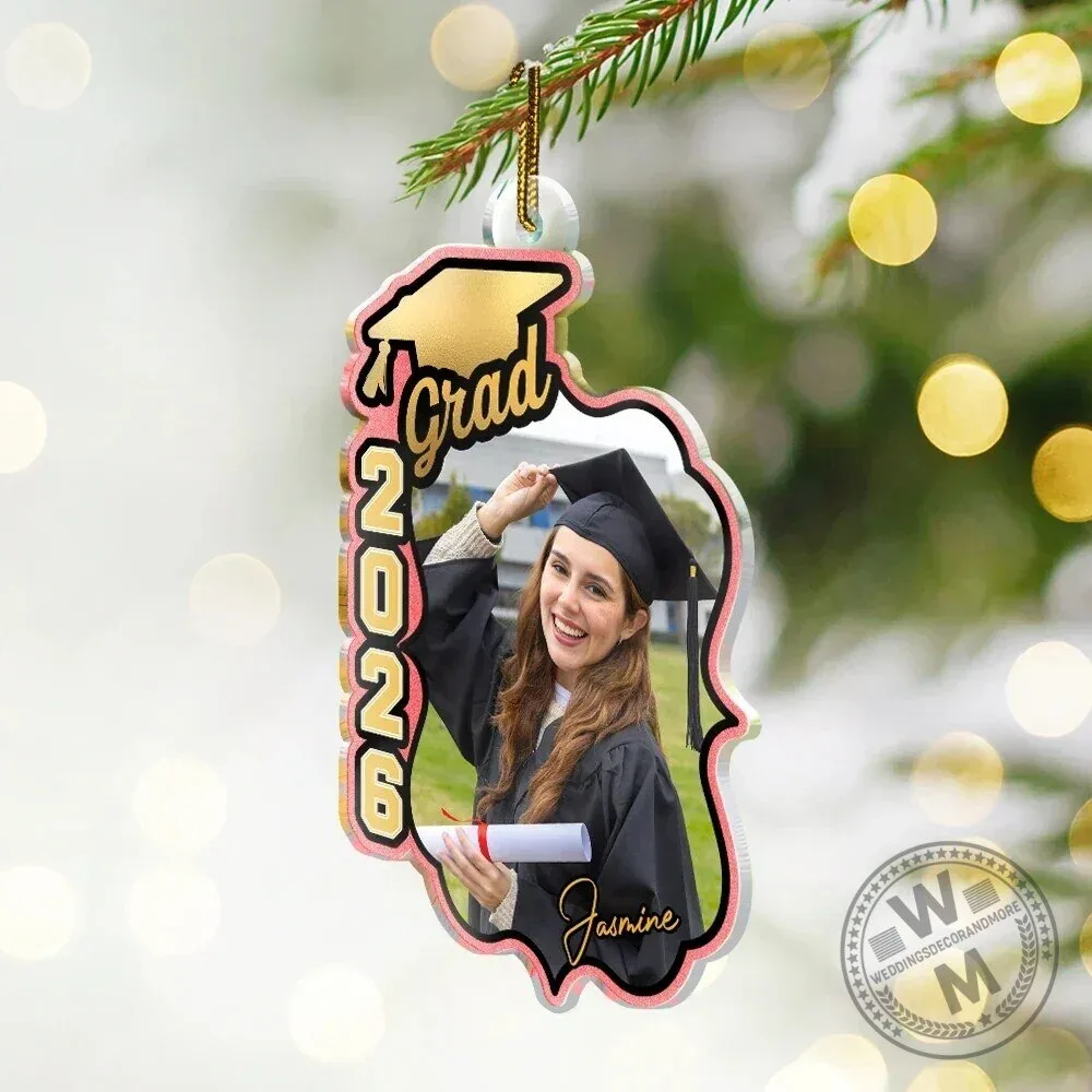 Personalized Graduation Photo Ornament, Custom Graduate Name and Year Keepsake 7 Personalized Graduation Photo Ornament, Custom Graduate Name and Year Keepsake