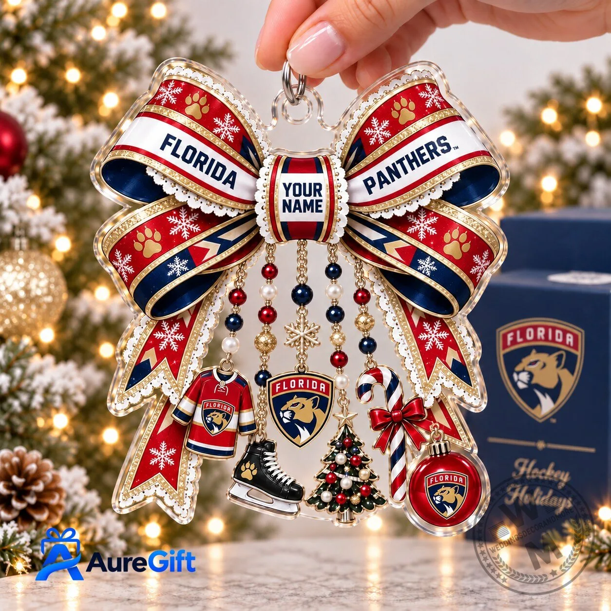 Florida Panthers Hockey Team Christmas Personalized Acrylic Ornament