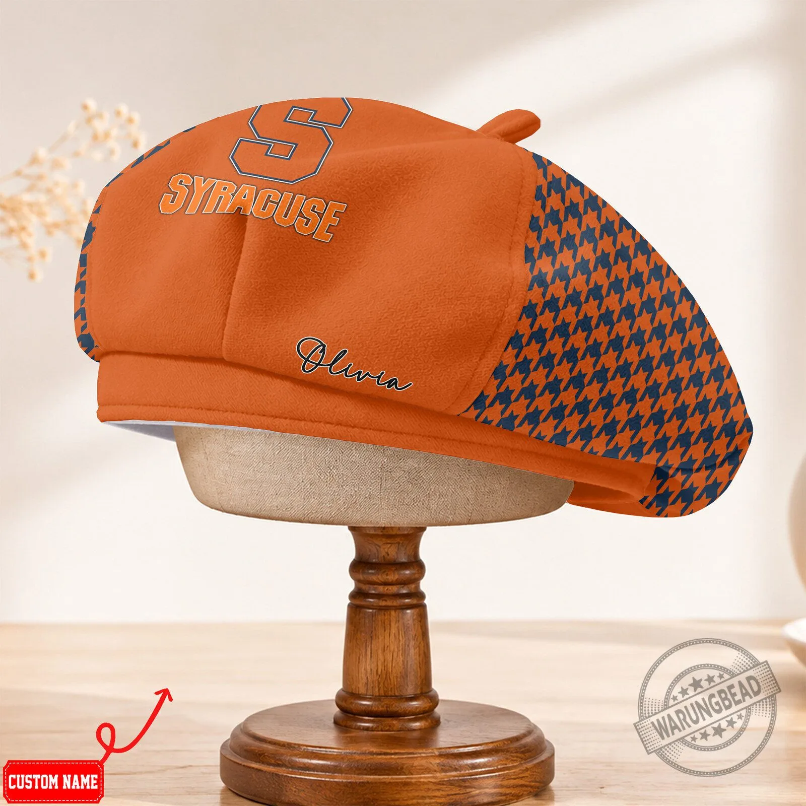 Syracuse Orange NCAA Women's Custom Name Beret Hat 7 Syracuse Orange NCAA Women