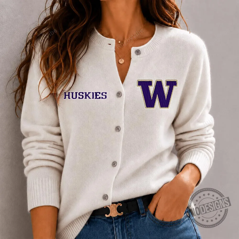 Washington Huskies Women's Embroidered Cardigan Sweater