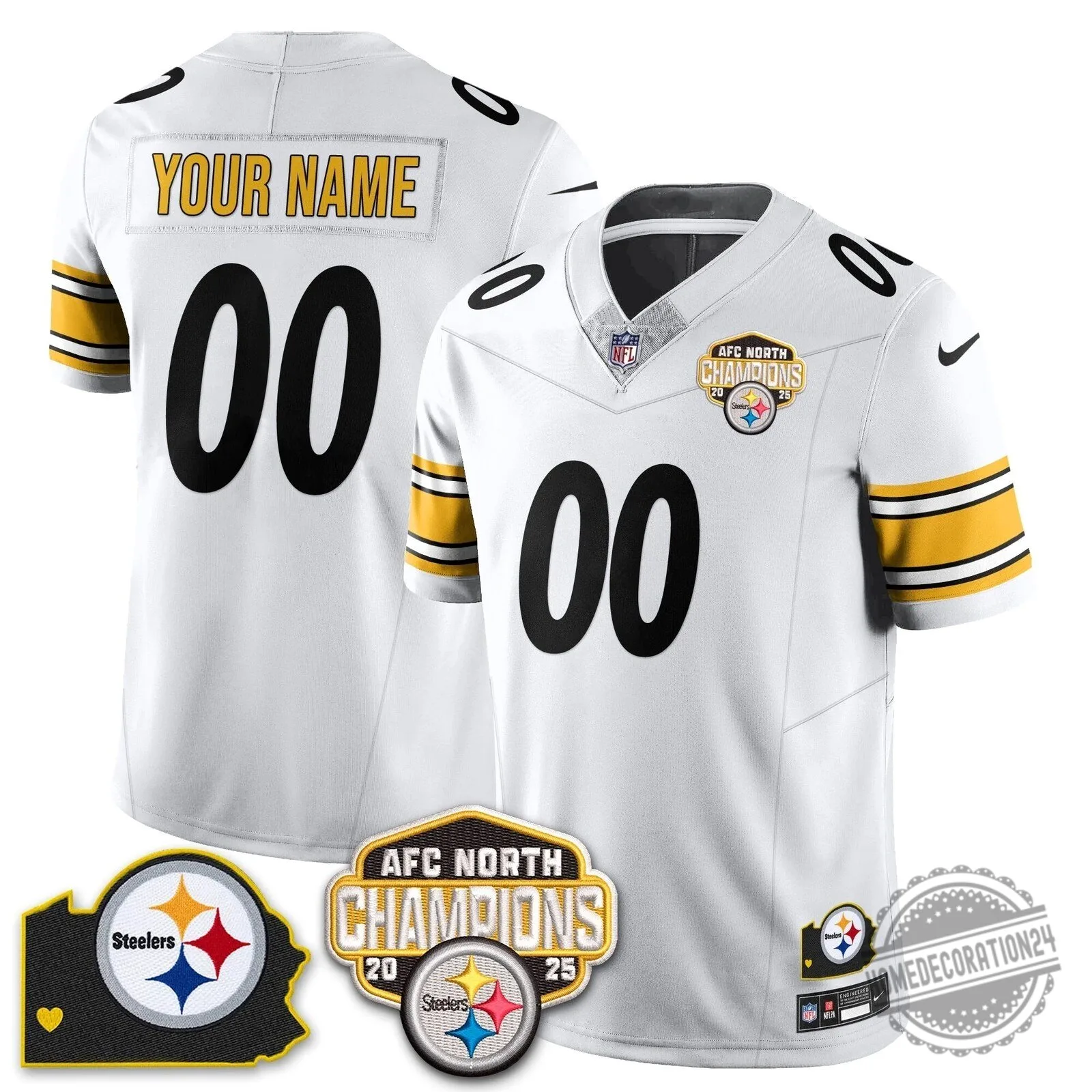 AFC North Champions Pittsburgh Steelers Black Gold Striped Football Jersey 11 AFC North Champions Pittsburgh Steelers Black Gold Striped Football Jersey