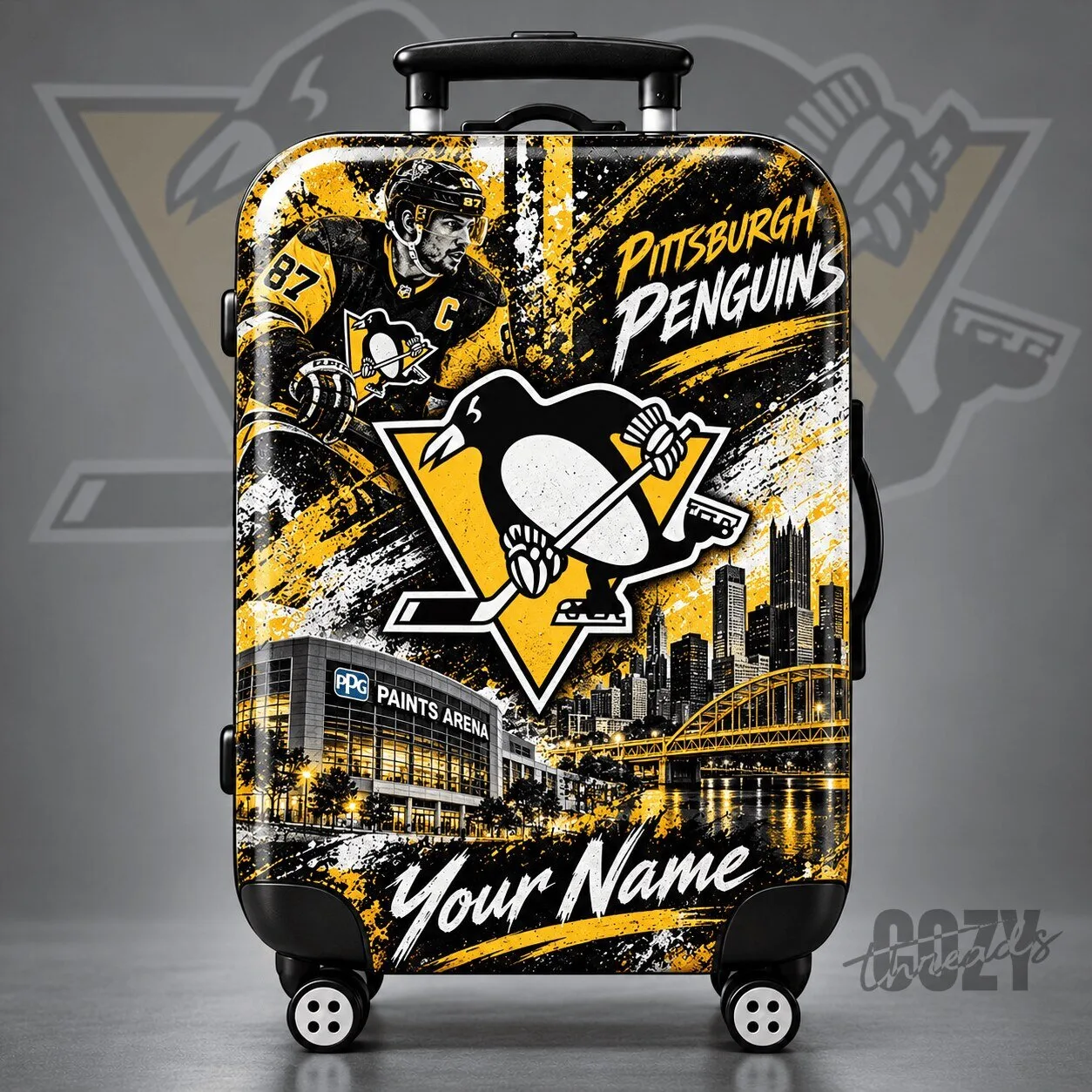 Pittsburgh Penguins NHL Personalized Hockey Team Hard Shell Suitcase