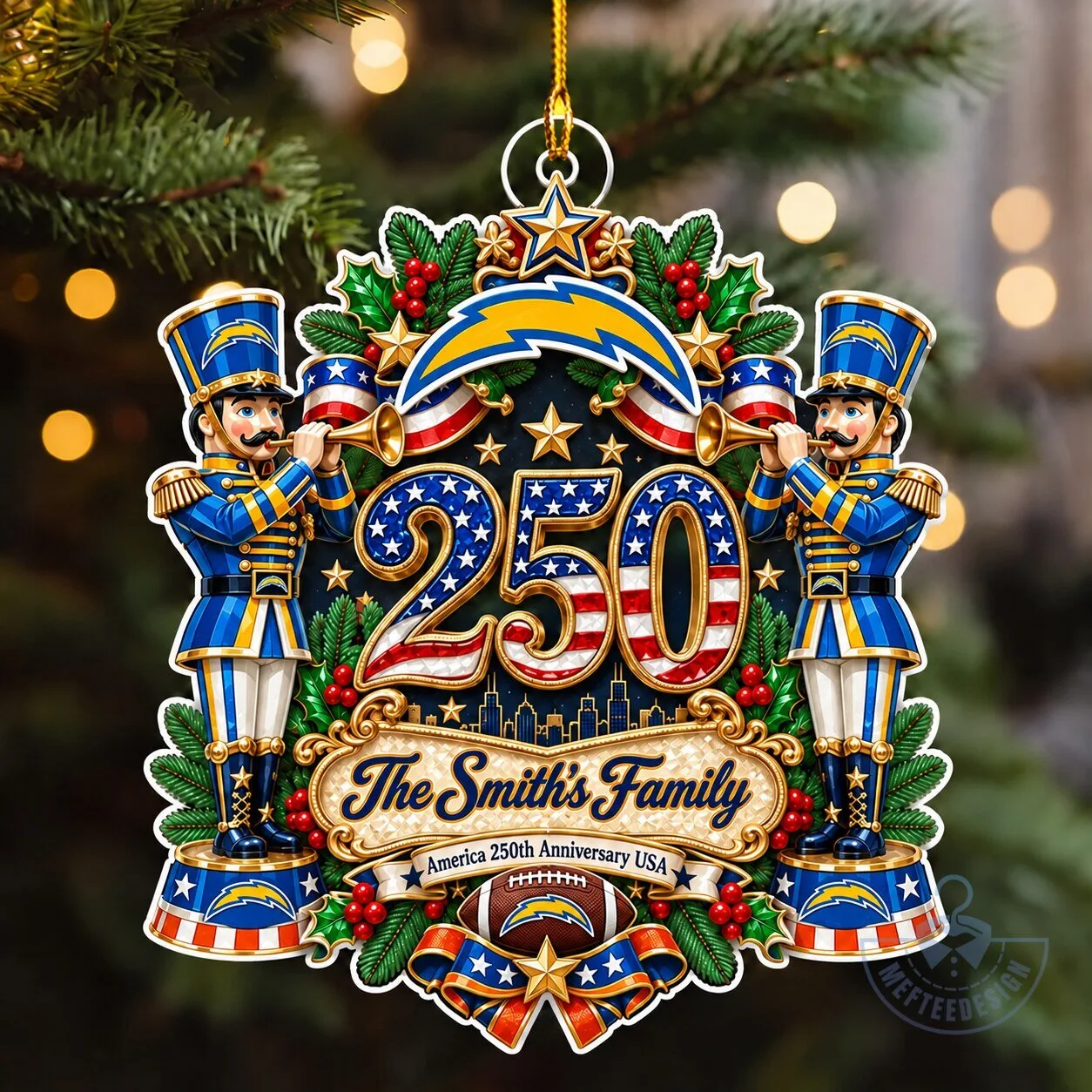 Los Angeles Chargers NFL Christmas Tree Ornament
