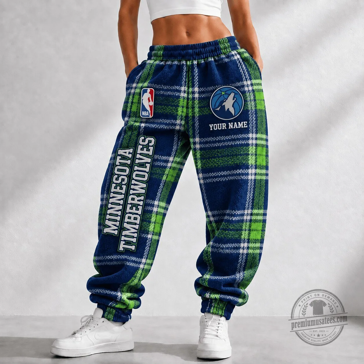 Minnesota Timberwolves Plaid Custom Name NBA Basketball Team Jogger Pants