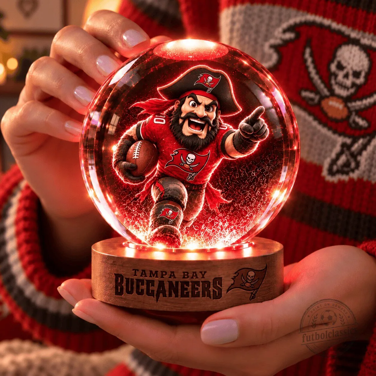 Tampa Bay Buccaneers Football Team Crystal Ball Night Light Lamp