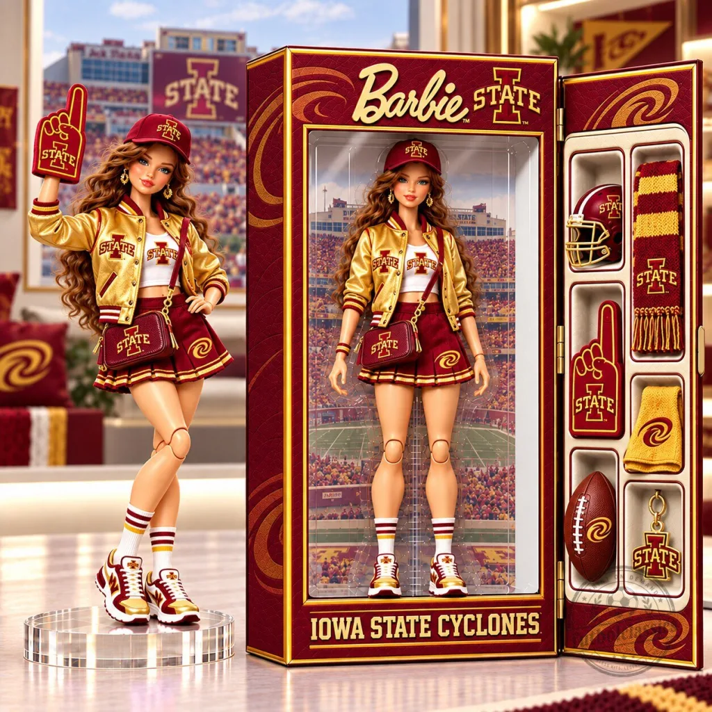 Iowa State Cyclones Barbie Doll Collectible Figure with Accessories Iowa State Cyclones Barbie Doll Collectible Figure with Accessories