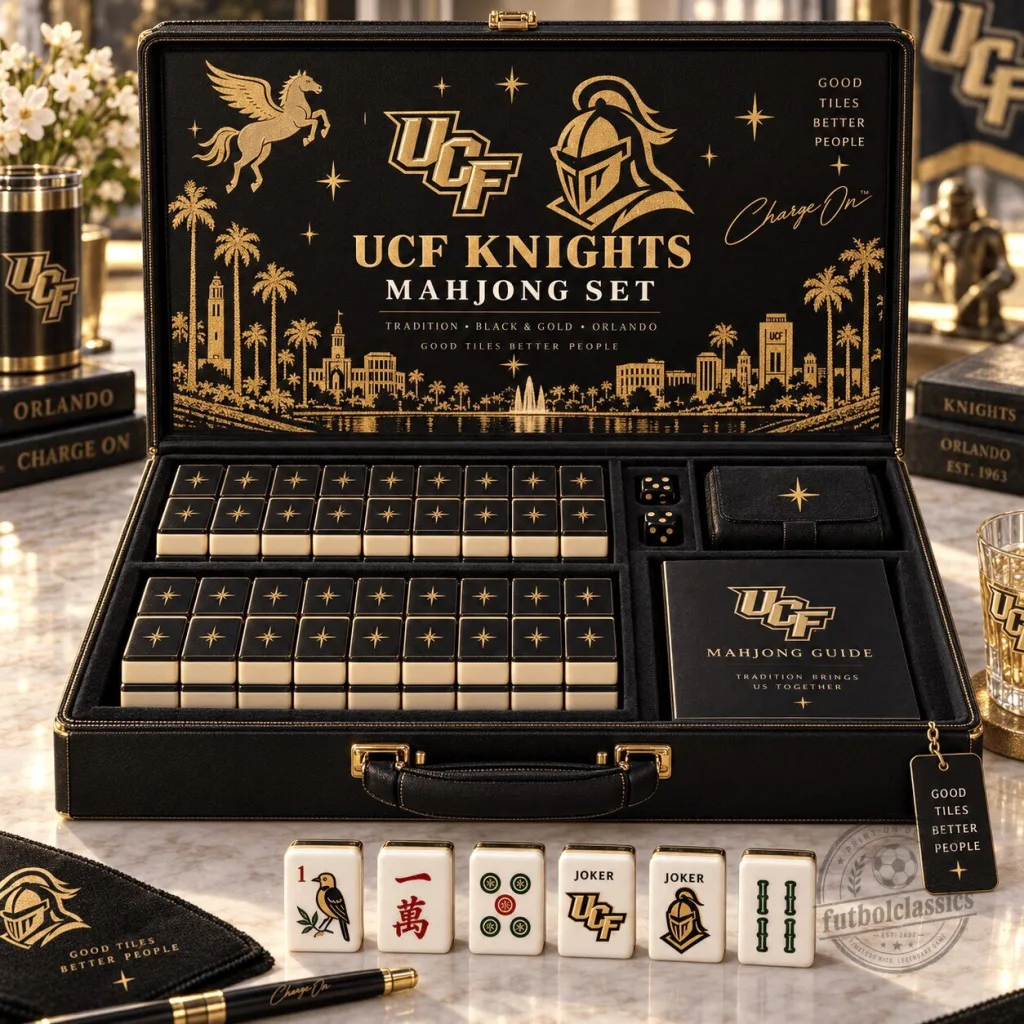 UCF Knights Black and Gold Mahjong Game Set with Storage Case UCF Knights Black and Gold Mahjong Game Set with Storage Case