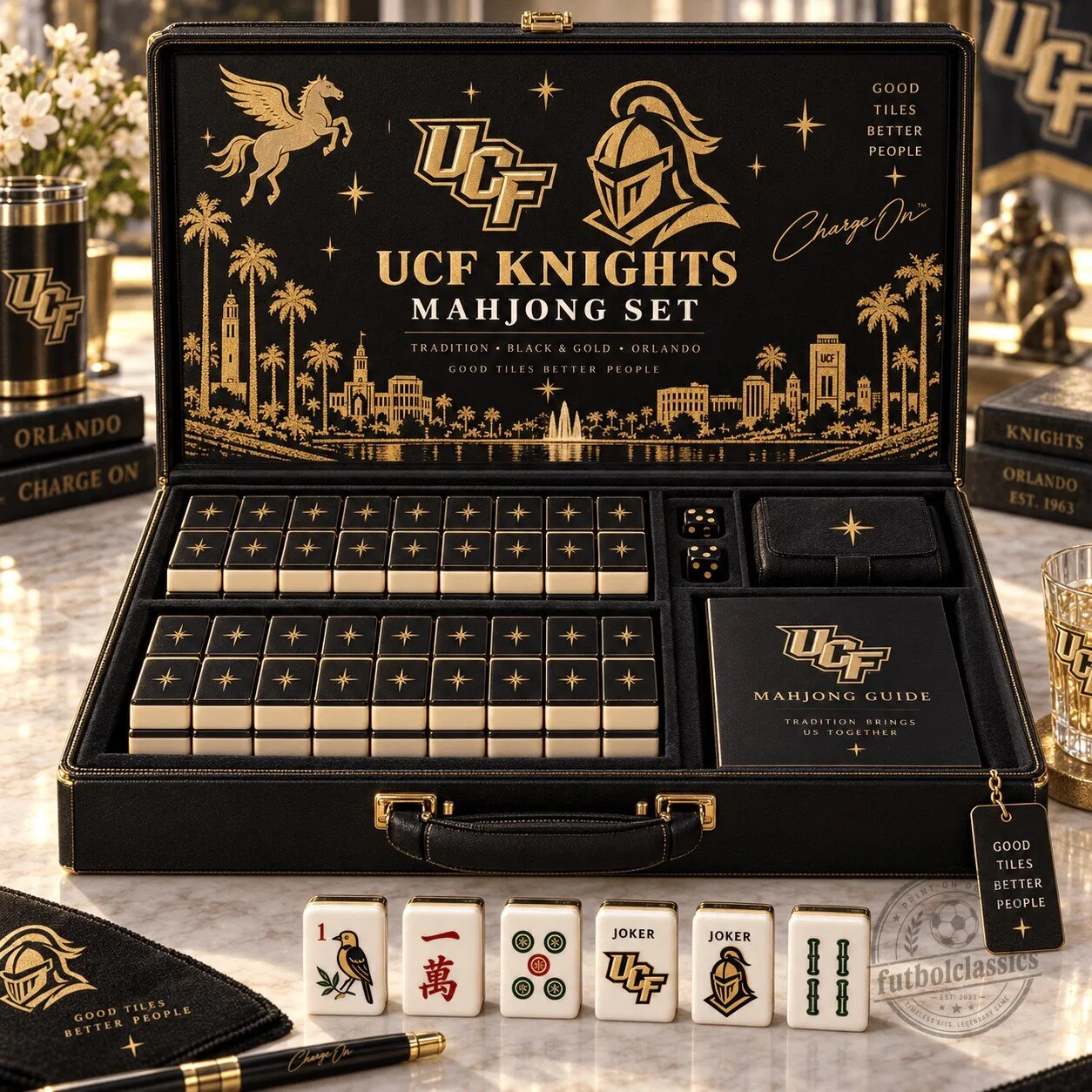 UCF Knights Black and Gold Mahjong Game Set with Storage Case