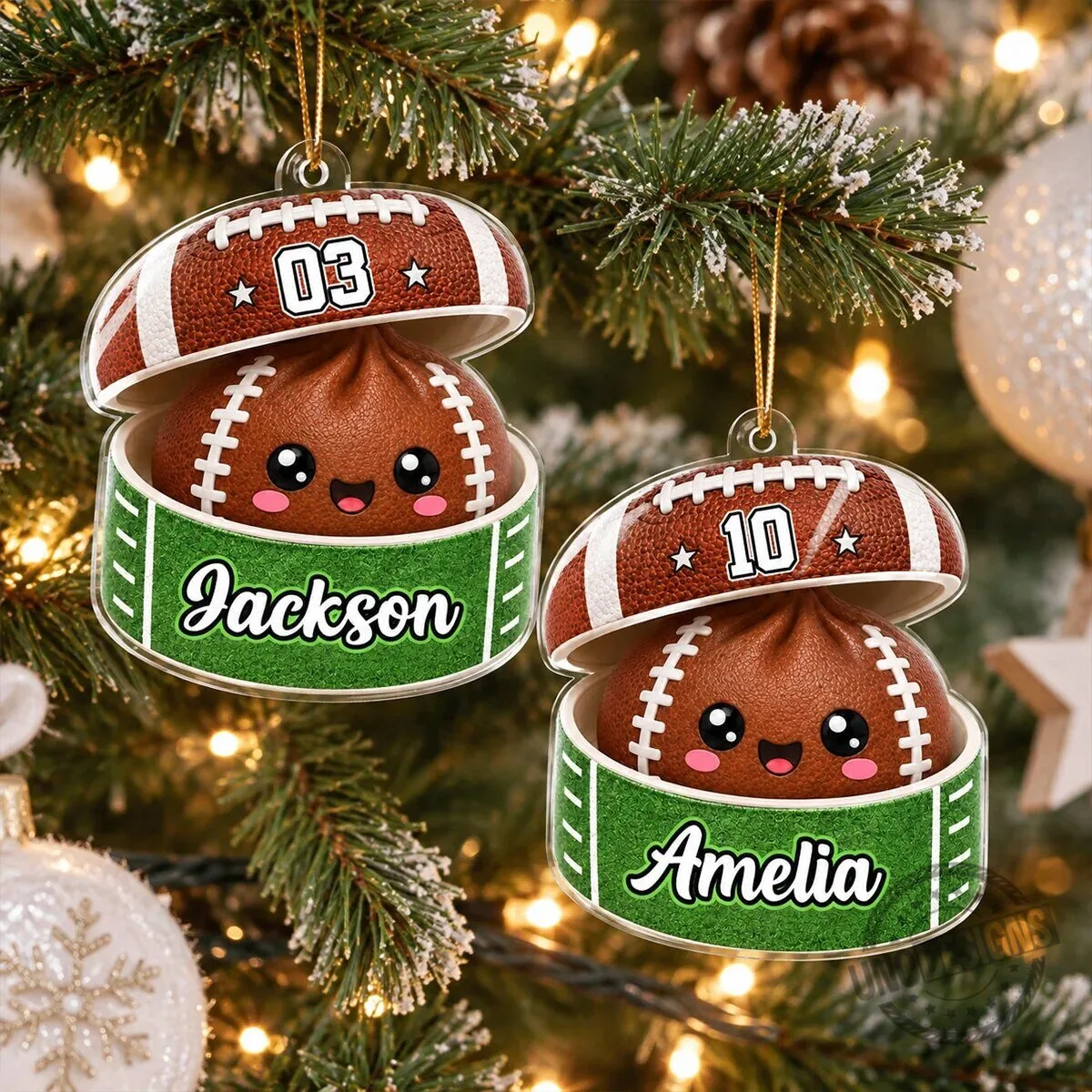 Personalized Football Dumpling Squishy Player Christmas Tree Ornament