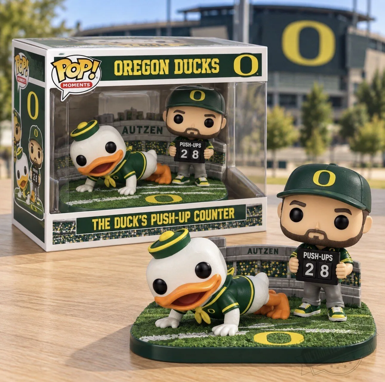 Funko Pop! Oregon Ducks - The Duck's Push-Up Counter Vinyl Figure Set 3 Funko Pop! Oregon Ducks - The Duck