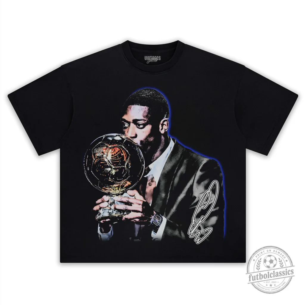 Ousmane Dembele Ballon d'Or Kissing Trophy T-Shirt Ousmane Dembele Ballon d'Or Kissing Trophy T-Shirt