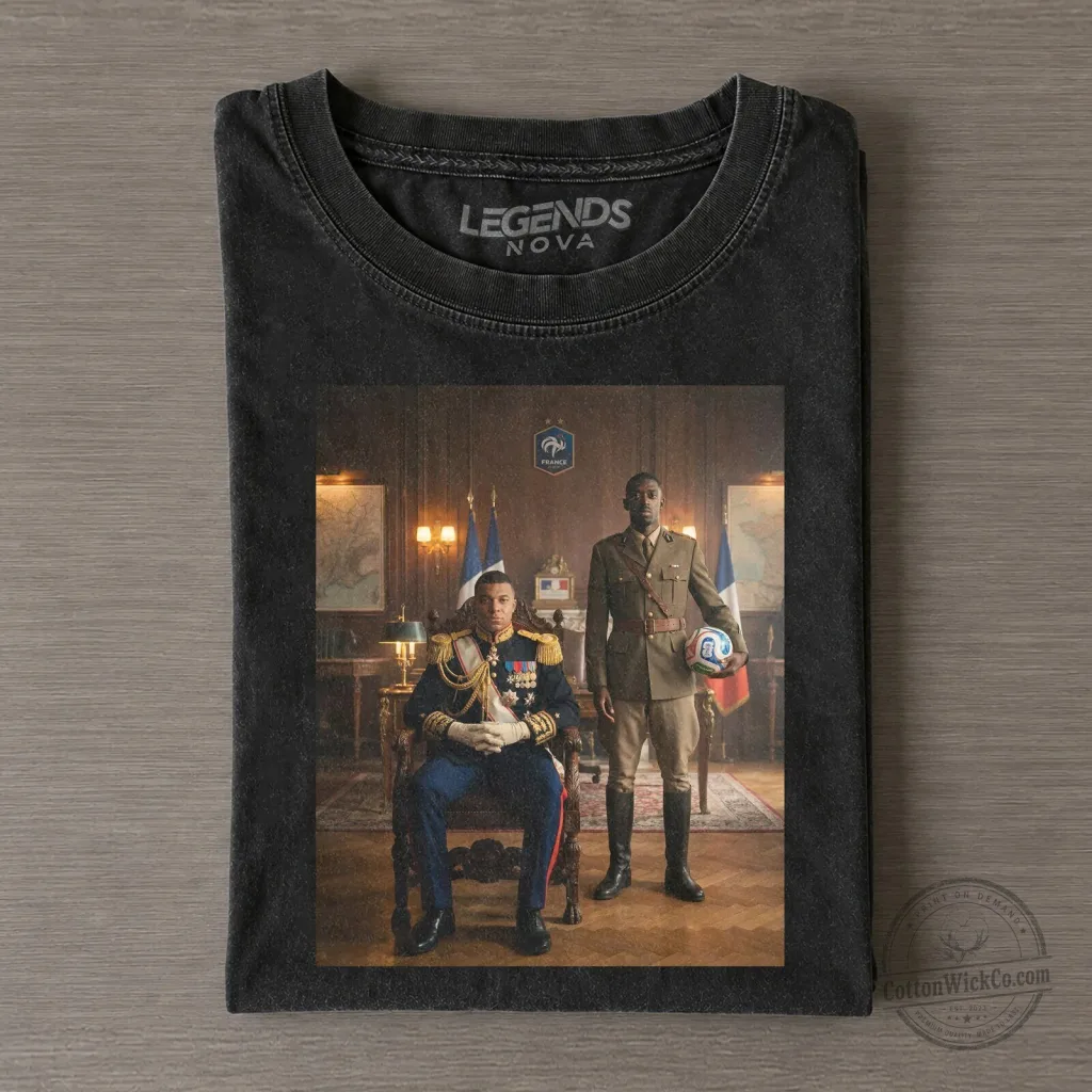 France Football T-Shirt featuring Ousmane Dembele and Kylian Mbappe France Football T-Shirt featuring Ousmane Dembele and Kylian Mbappe