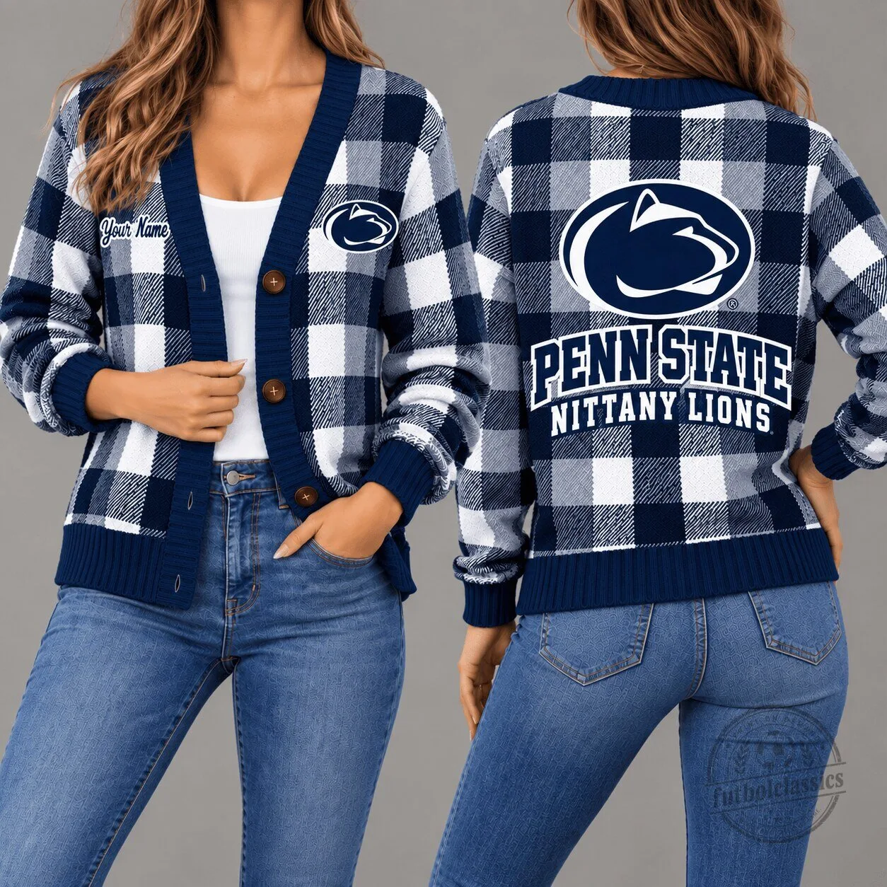 Penn State Nittany Lions Plaid Womens Cardigan Sweater