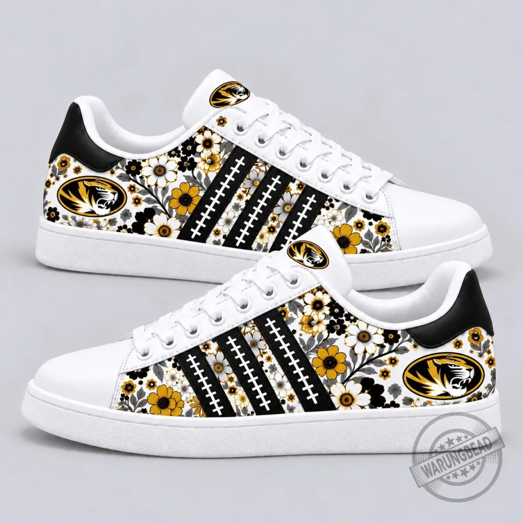 Missouri Tigers NCAA Floral Stripe Pattern Shoes Missouri Tigers NCAA Floral Stripe Pattern Shoes