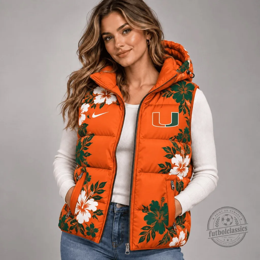 Miami Hurricanes Floral Puffer Vest Miami Hurricanes Floral Puffer Vest