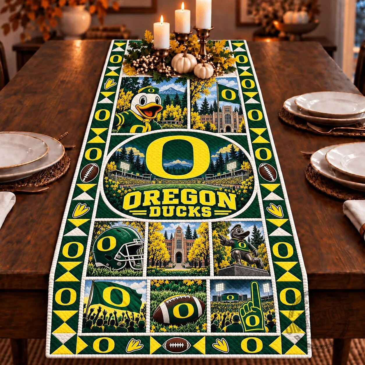 Oregon Ducks NCAA Collegiate Heritage Football Table Runner