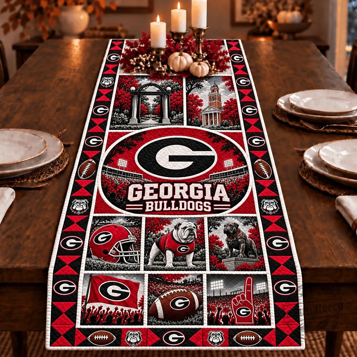 Georgia Bulldogs Football Team College Heritage Table Runner