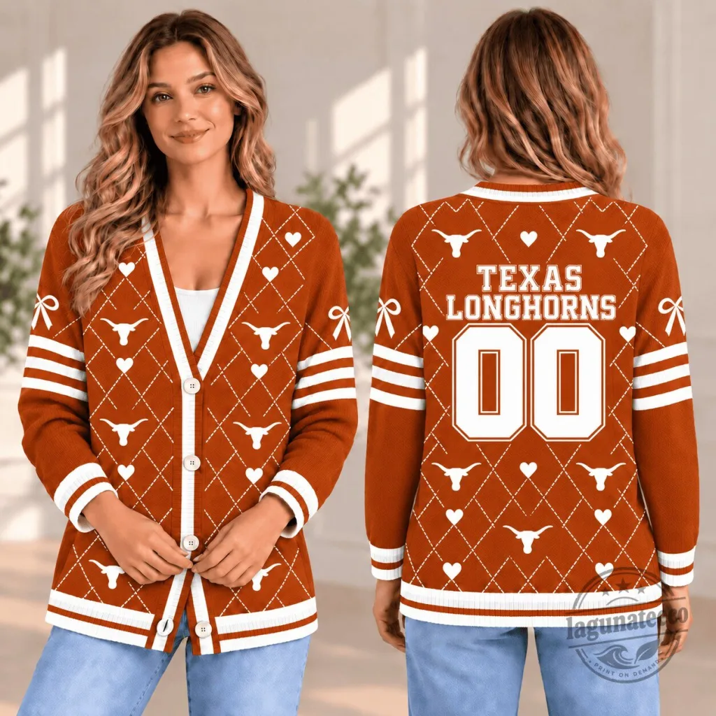 Texas Longhorns Women's Personalized Team Spirit Cardigan Sweater Texas Longhorns Women's Personalized Team Spirit Cardigan Sweater