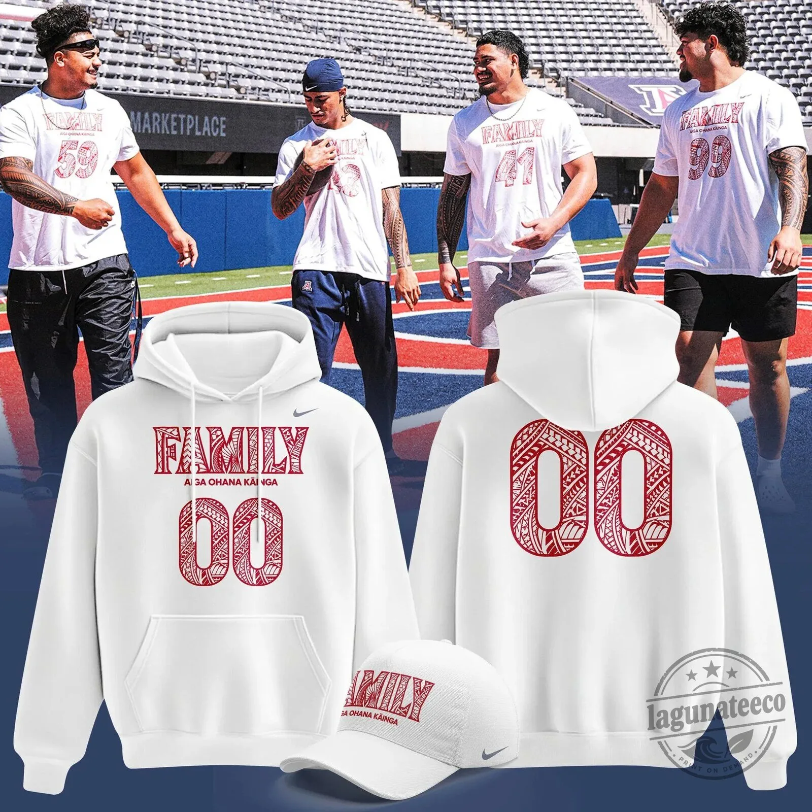 Arizona Wildcats Football Polynesian Heritage Family White Hoodie