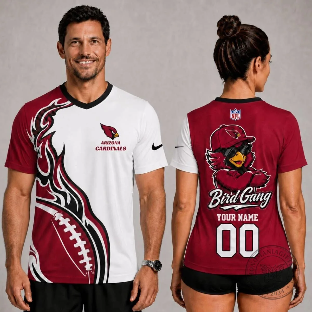 Arizona Cardinals Fan Shirt Personalized Bird Gang Football V-Neck T-Shirt