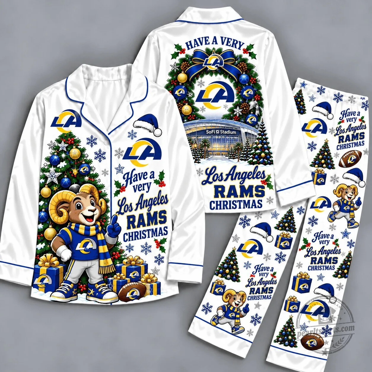 Los Angeles Rams Christmas Holiday Pajamas Set
