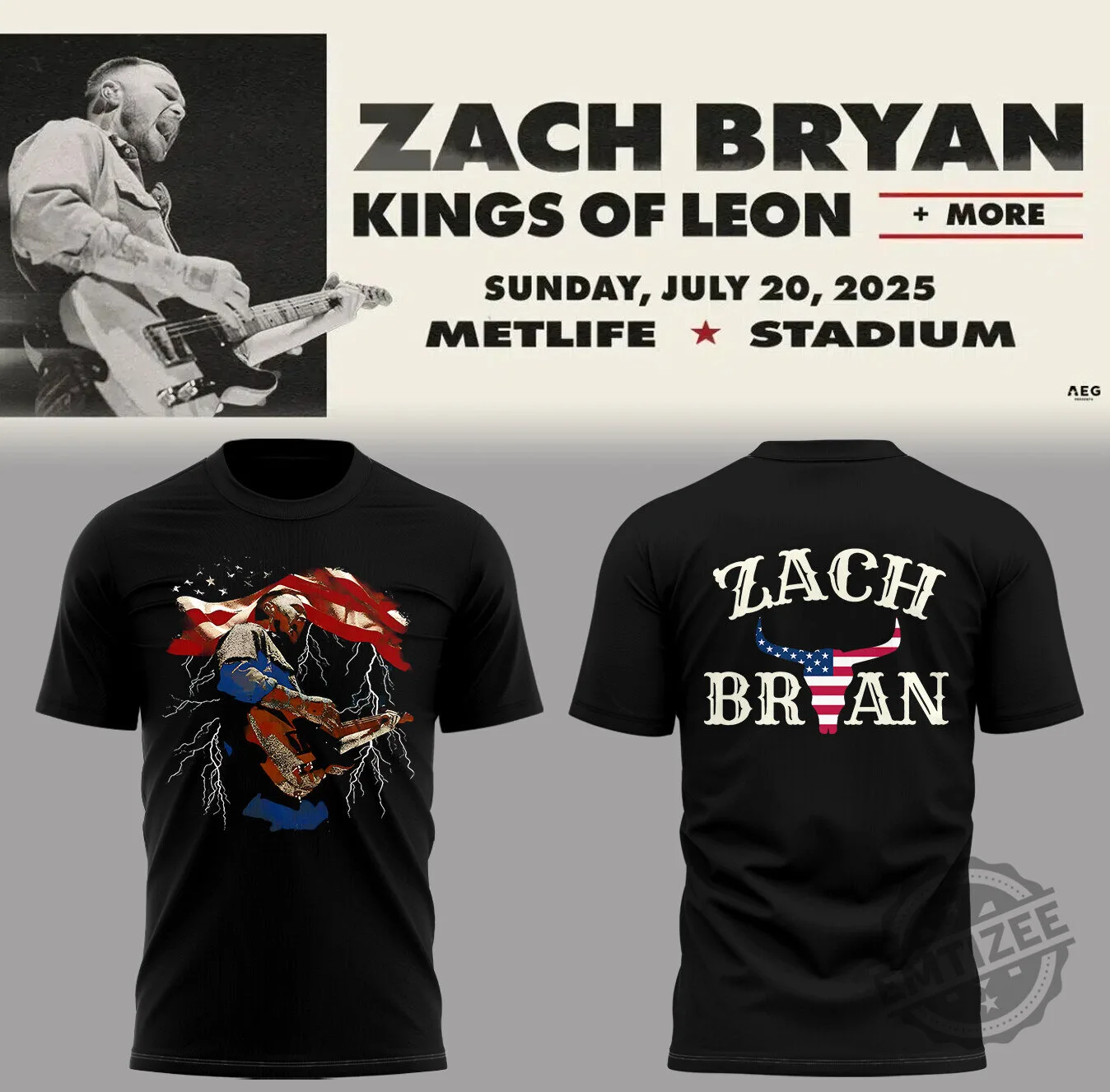 Zach Bryan Kings of Leon MetLife Stadium Concert 2025 T-Shirt