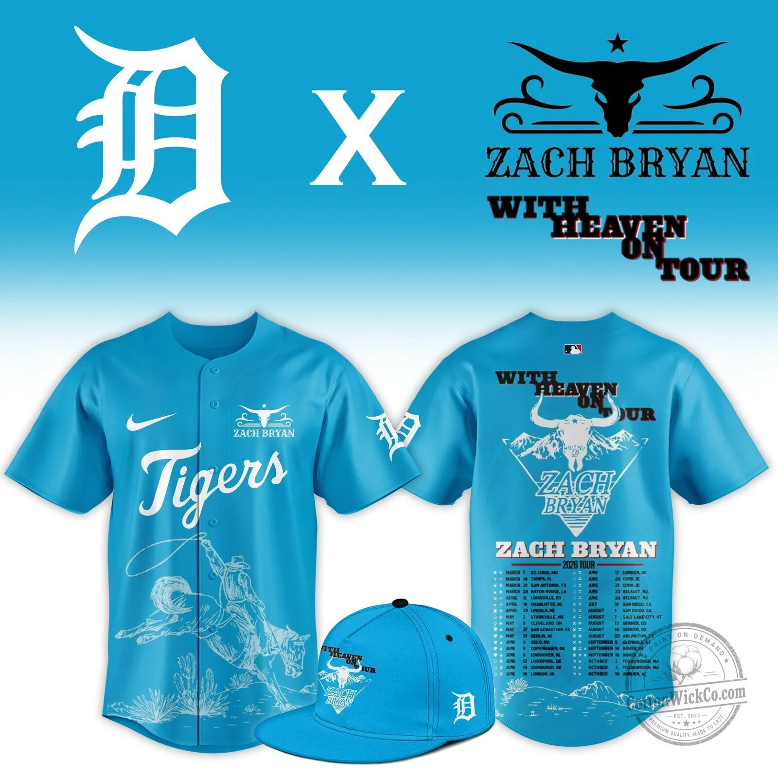 .DET x Zach Bryan With Heaven On Tour Jersey NN 1 .DET x Zach Bryan With Heaven On Tour Jersey NN