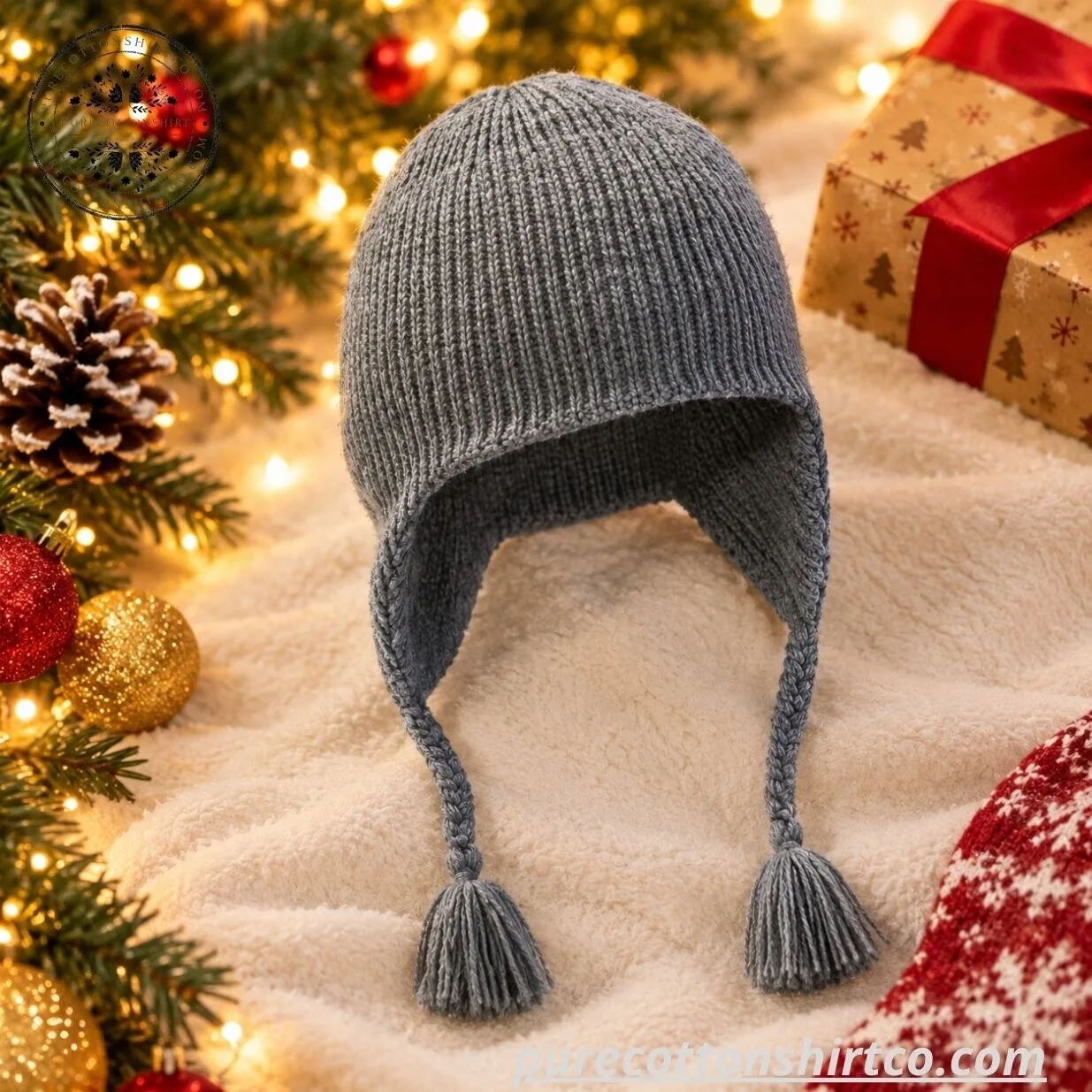 Juhoon CORTIS Kpop Idol Style Grey Knit Earflap Beanie Hat 6 Juhoon CORTIS Kpop Idol Style Grey Knit Earflap Beanie Hat