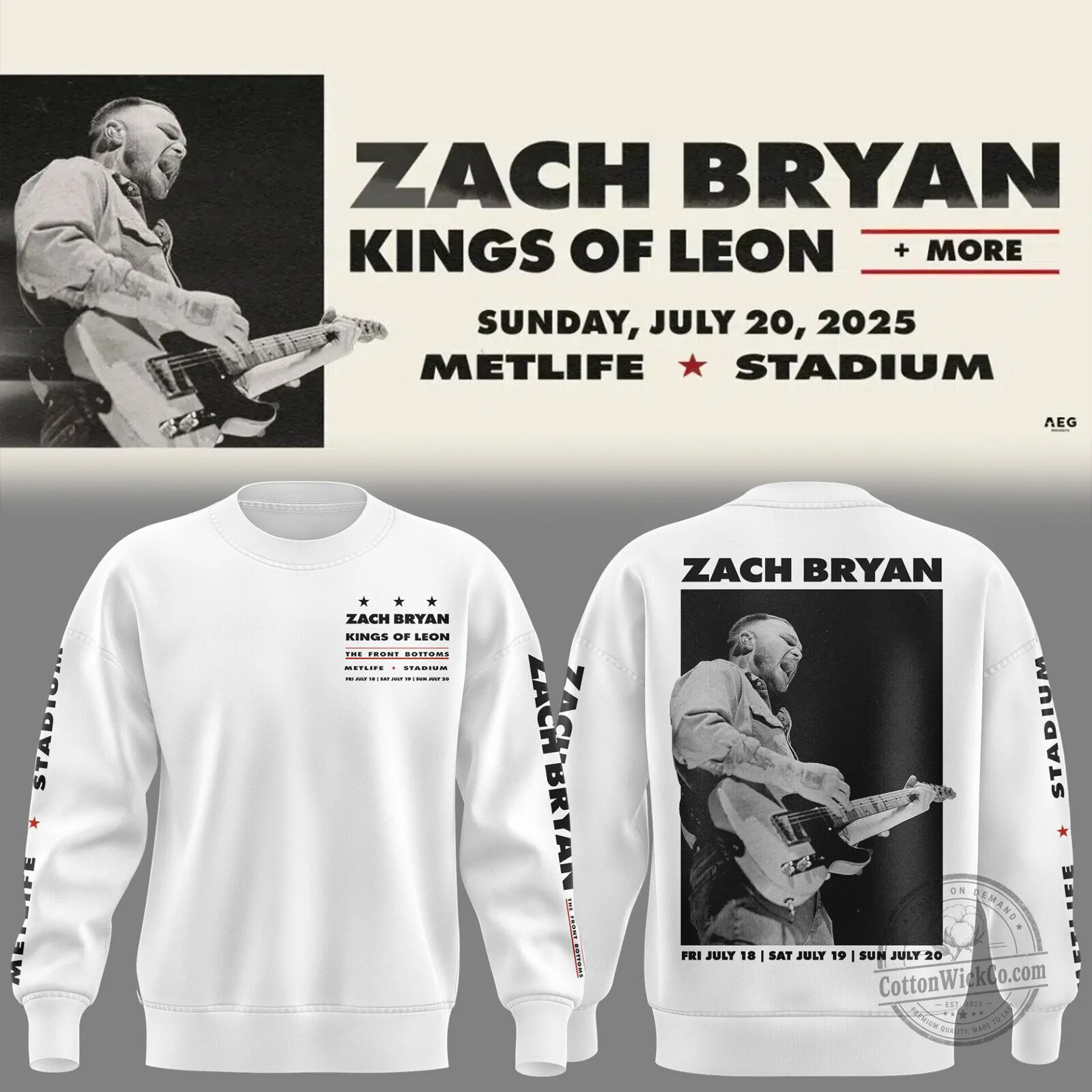 Zach Bryan Kings of Leon MetLife Stadium Concert Tour Sweatshirt