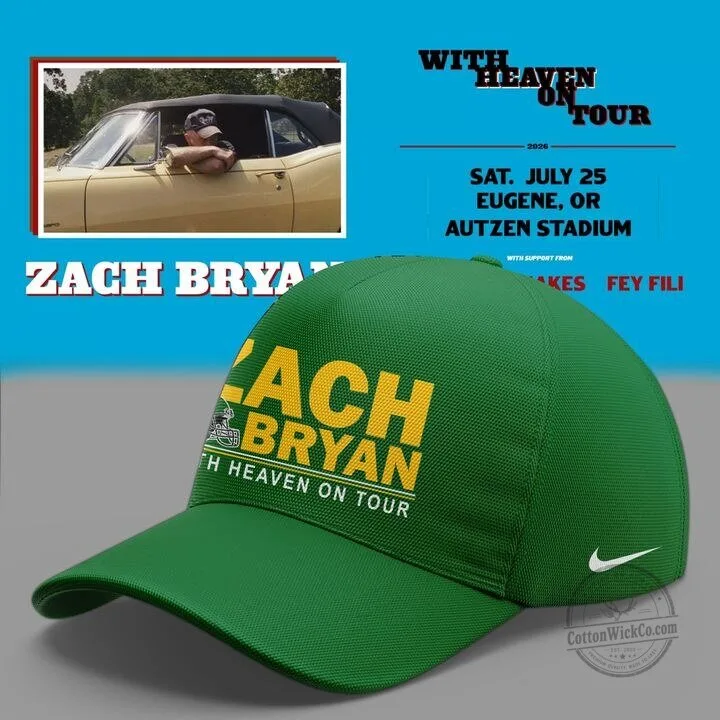 Zach Bryan With Heaven On Tour 2026 Oregon Ducks Baseball Cap Hat 4 Zach Bryan With Heaven On Tour 2026 Oregon Ducks Baseball Cap Hat