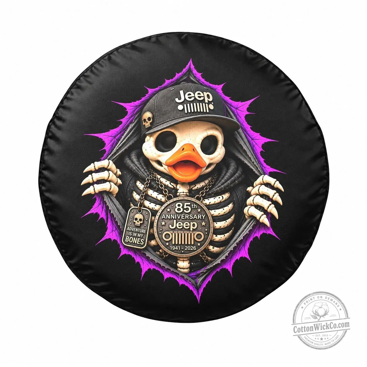 Jeep Skeleton Duck Halloween Spare Tire Cover