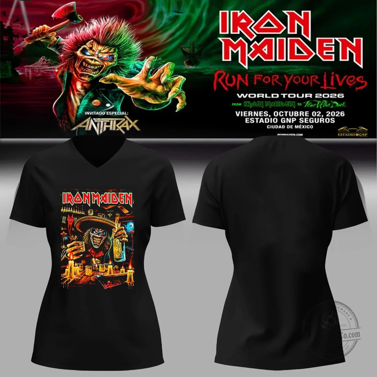 Iron Maiden Mexico City 2026 World Tour Event T-Shirt