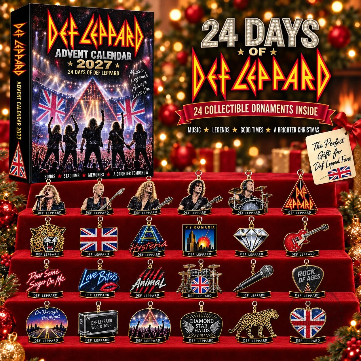 Def Leppard 2027 Advent Calendar with 24 Collectible Christmas Ornaments