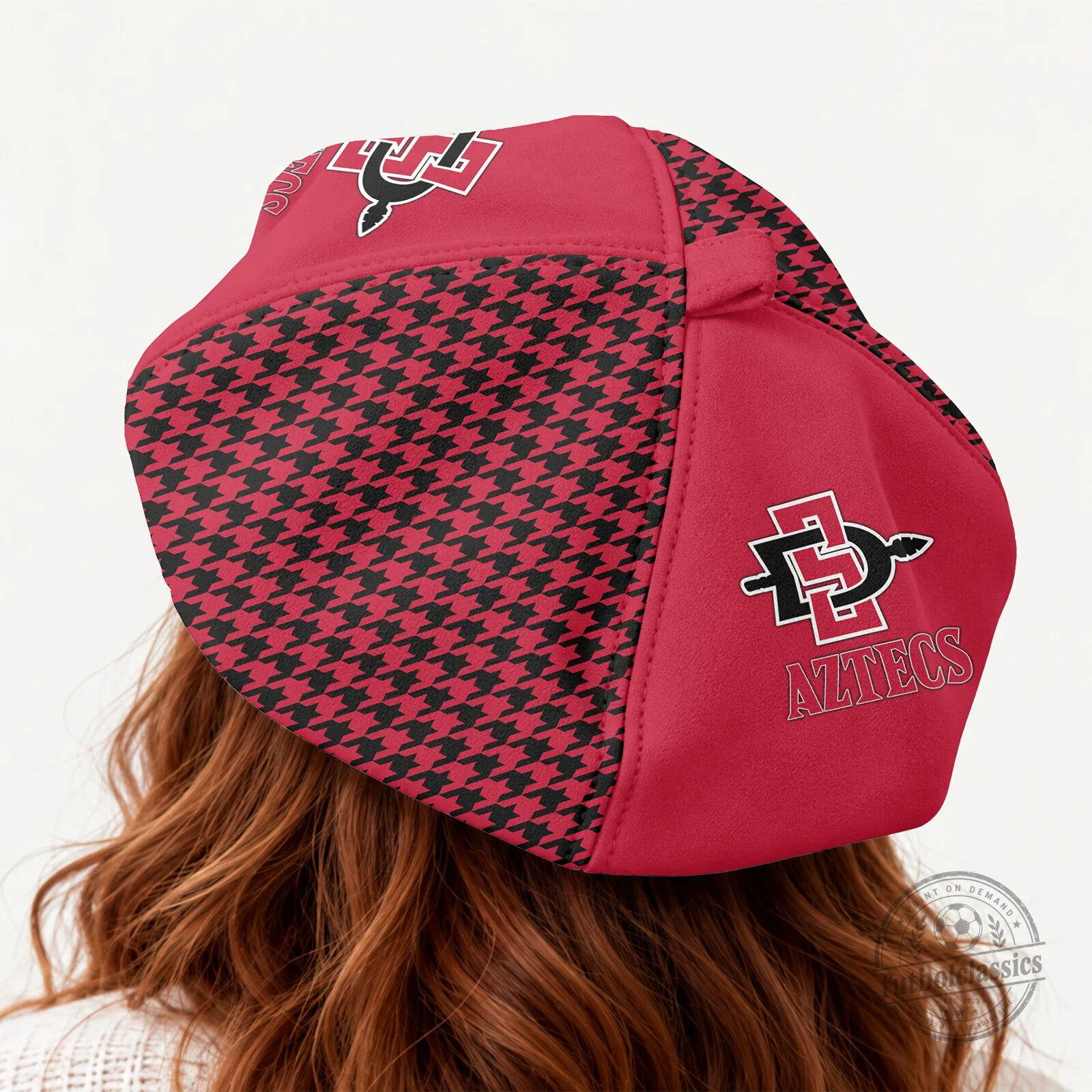 San Diego State Aztecs Personalized Houndstooth Beret Hat 6 San Diego State Aztecs Personalized Houndstooth Beret Hat