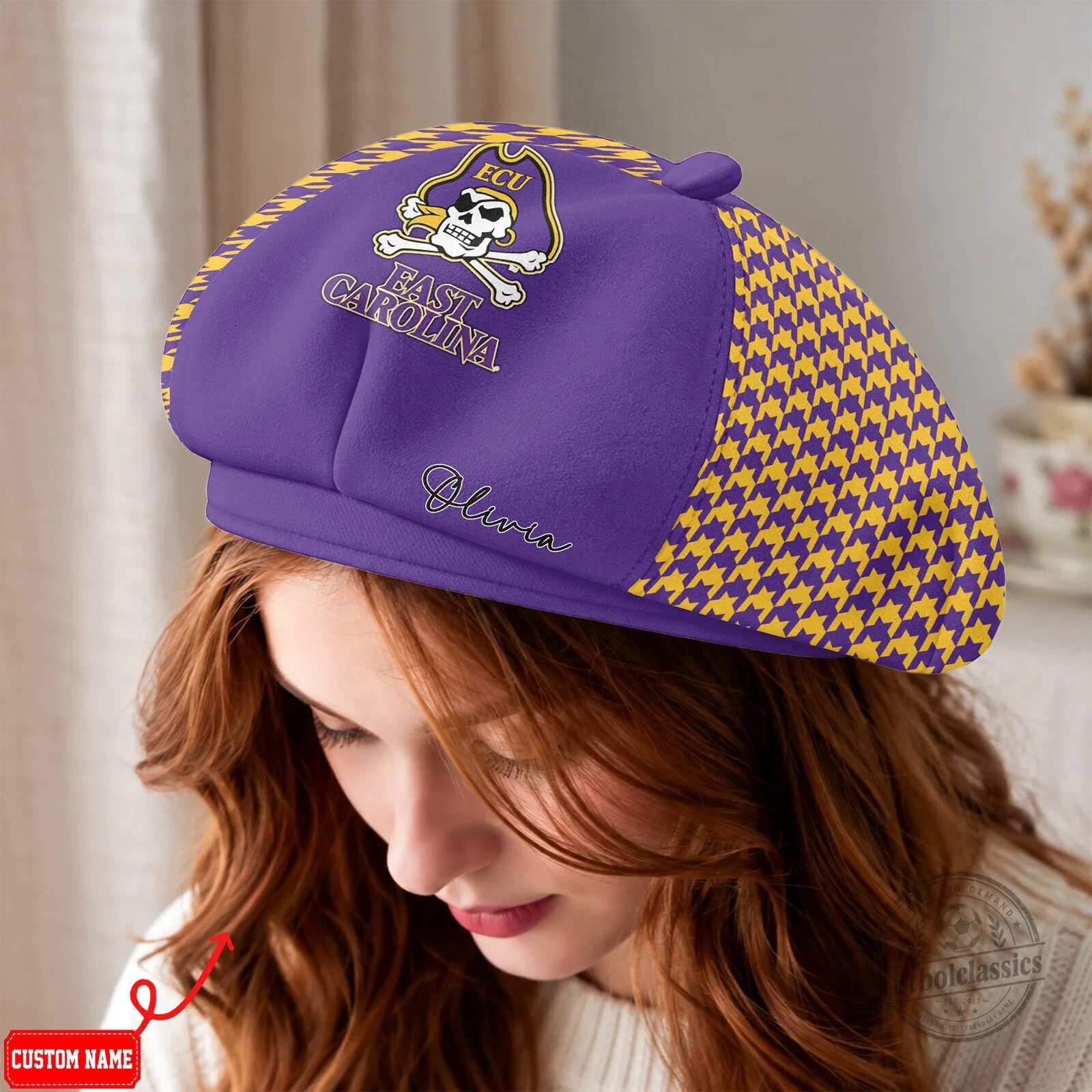 East Carolina Pirates NCAA Women's Personalized Purple Beret Hat