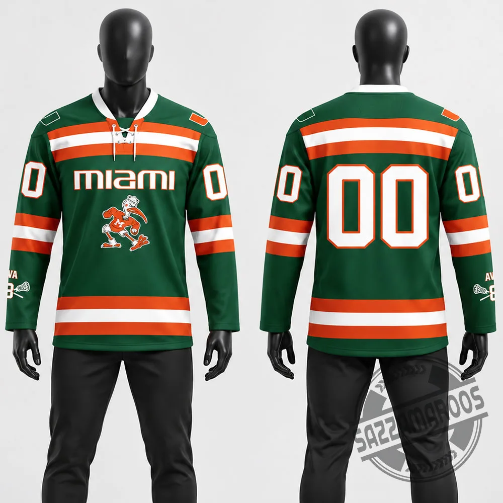 Miami Hurricanes Sebastian The Ibis Green Hockey Jersey (1) Miami Hurricanes Sebastian The Ibis Green Hockey Jersey