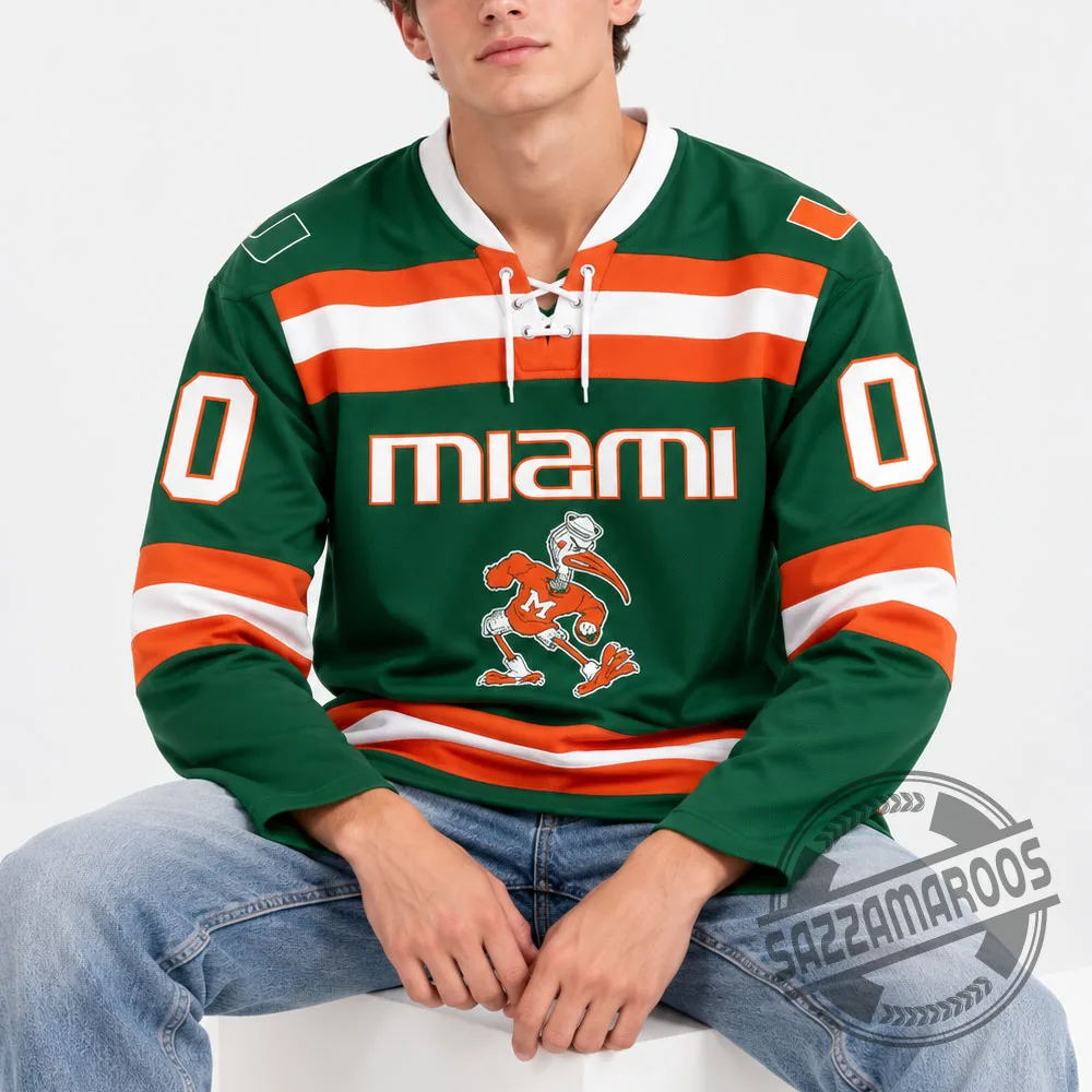 Miami Hurricanes Sebastian The Ibis Green Hockey Jersey (3) Miami Hurricanes Sebastian The Ibis Green Hockey Jersey – image 3 of 3