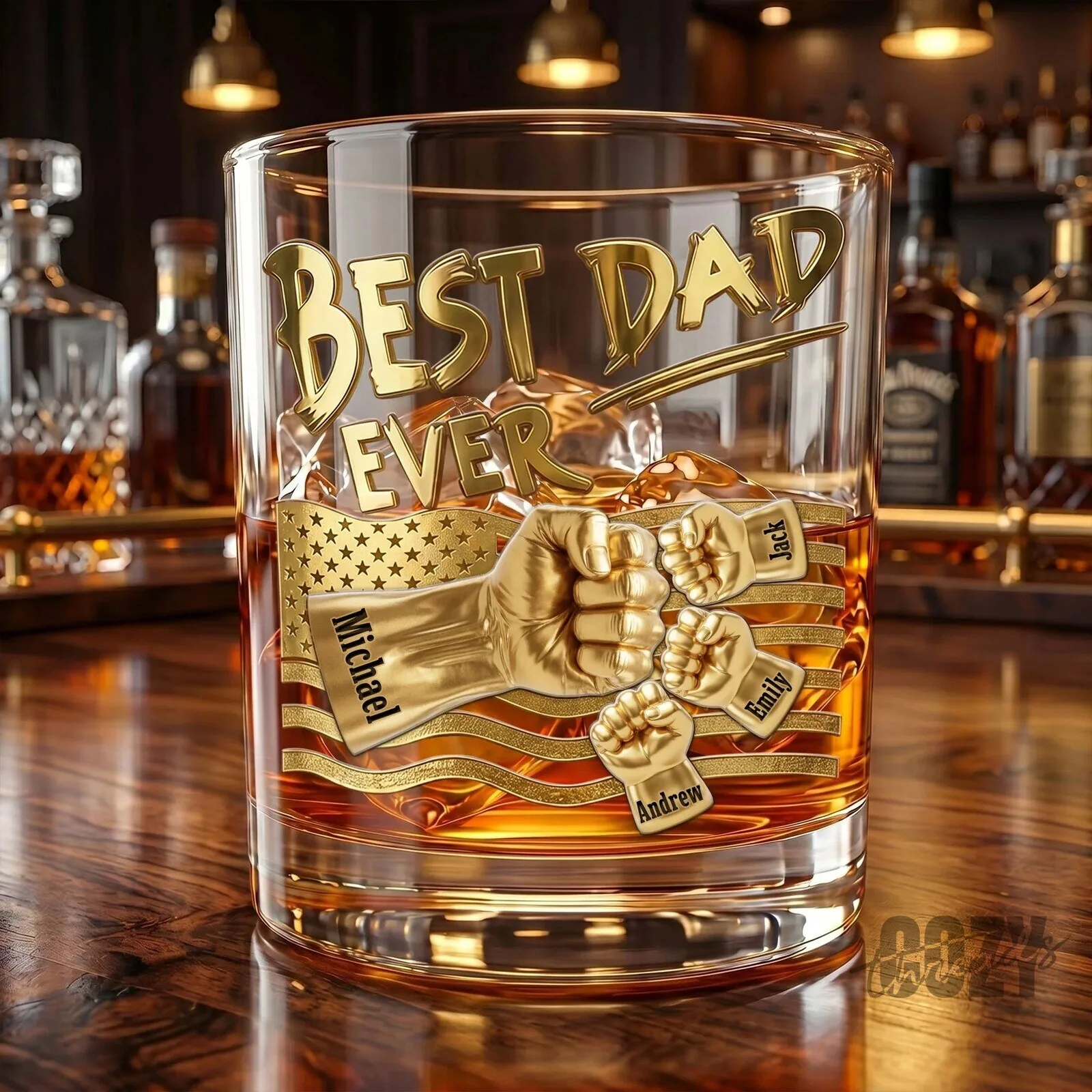 Best Dad Ever Personalized Fist Bump Whiskey Glass for Father's Day 5 Best Dad Ever Personalized Fist Bump Whiskey Glass for Father