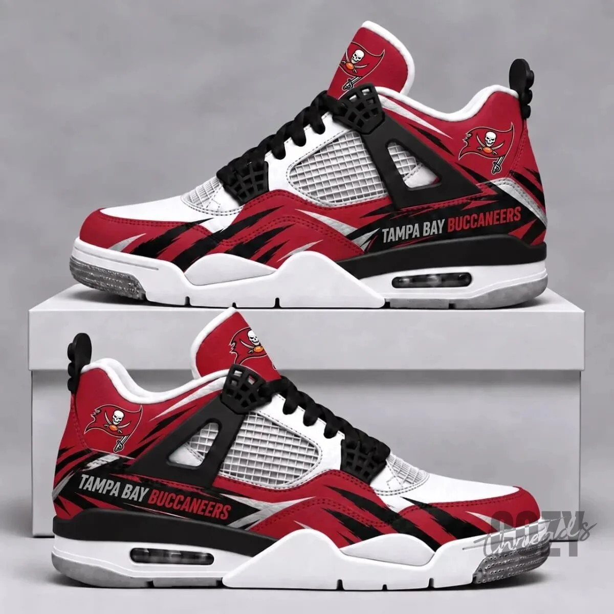 Tampa Bay Buccaneers NFL Team Logo Red White Black Design Shoes