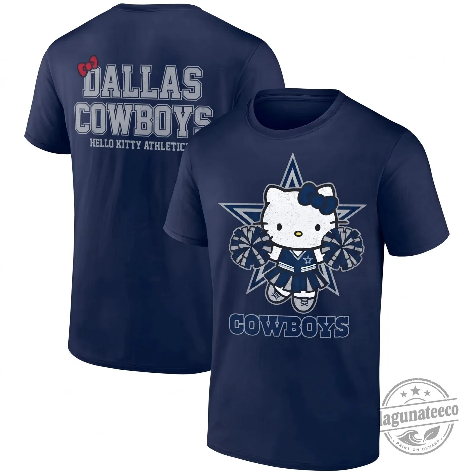 Black T-Shirt featuring Hello Kitty as a Cheerleader for Dallas Cowboys Athletes 7 Black T-Shirt featuring Hello Kitty as a Cheerleader for Dallas Cowboys Athletes