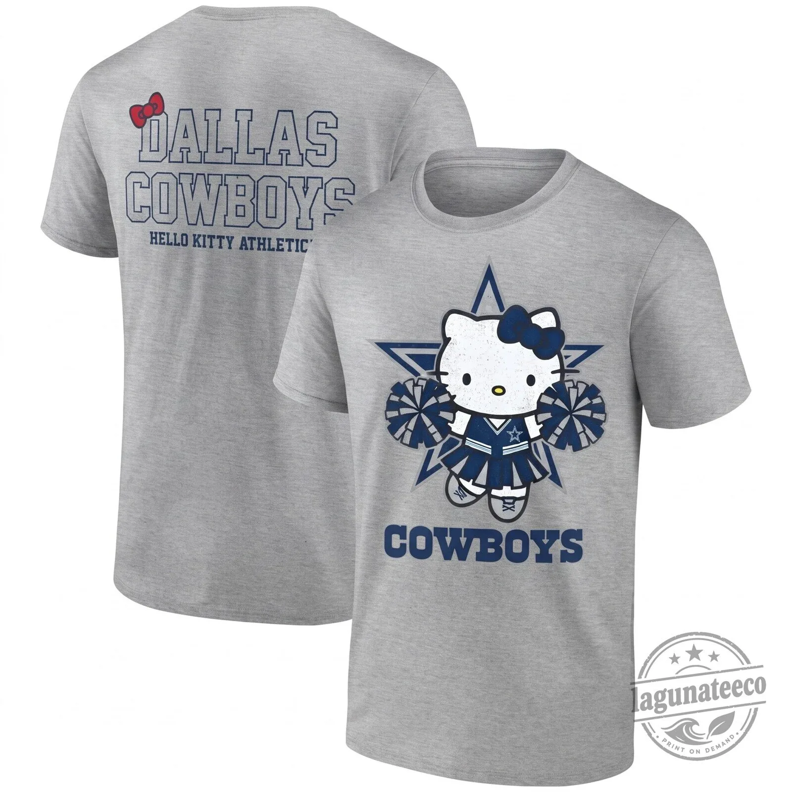 Black T-Shirt featuring Hello Kitty as a Cheerleader for Dallas Cowboys Athletes 8 Black T-Shirt featuring Hello Kitty as a Cheerleader for Dallas Cowboys Athletes