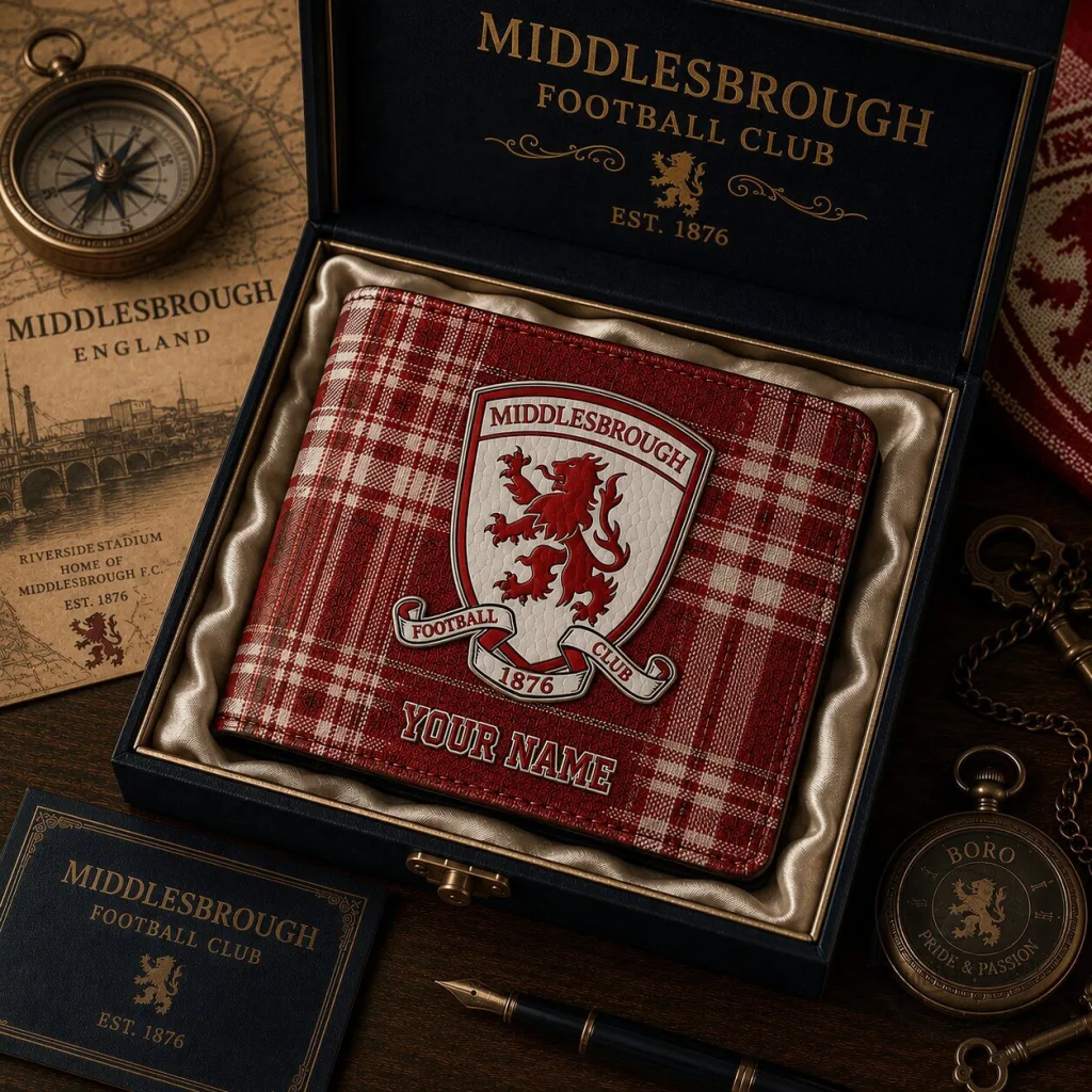 Middlesbrough Football Club Personalized Plaid Wallet Middlesbrough Football Club Personalized Plaid Wallet