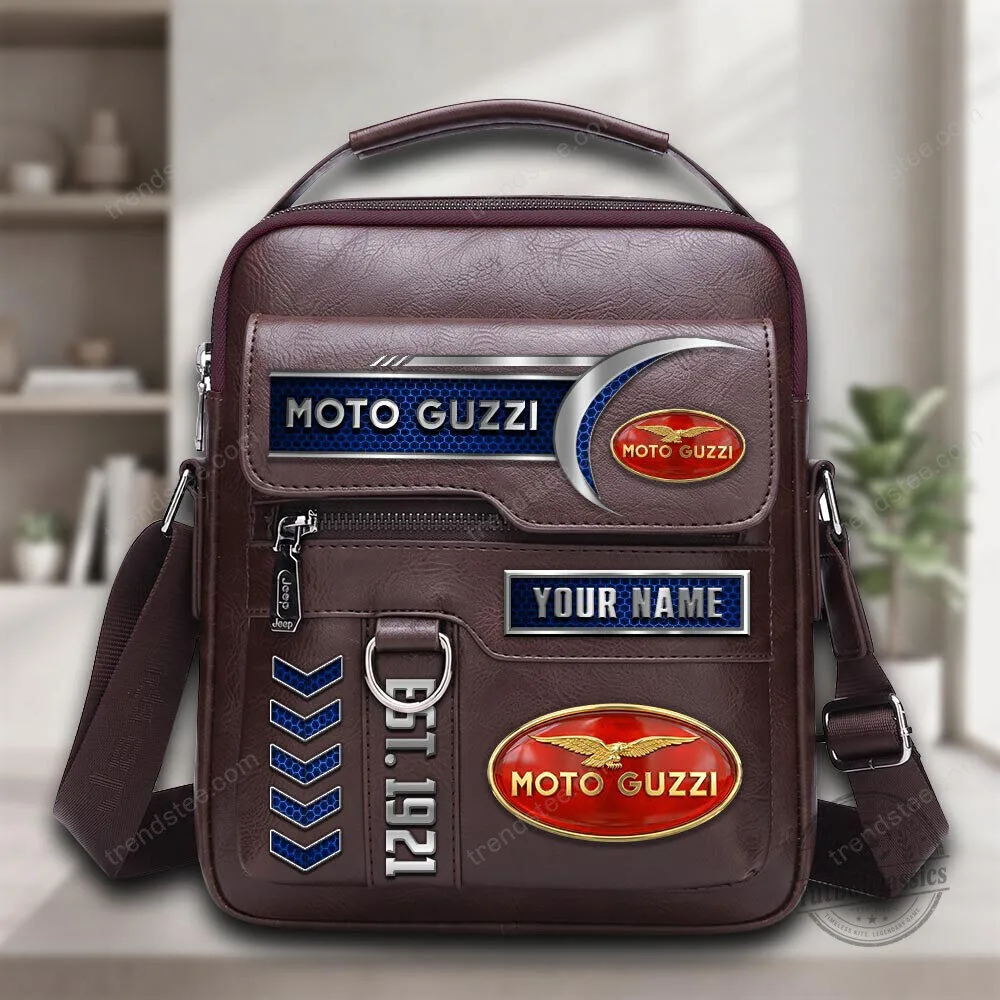 Moto Guzzi Motorcycle Logo Personalized Leather Shoulder Bag