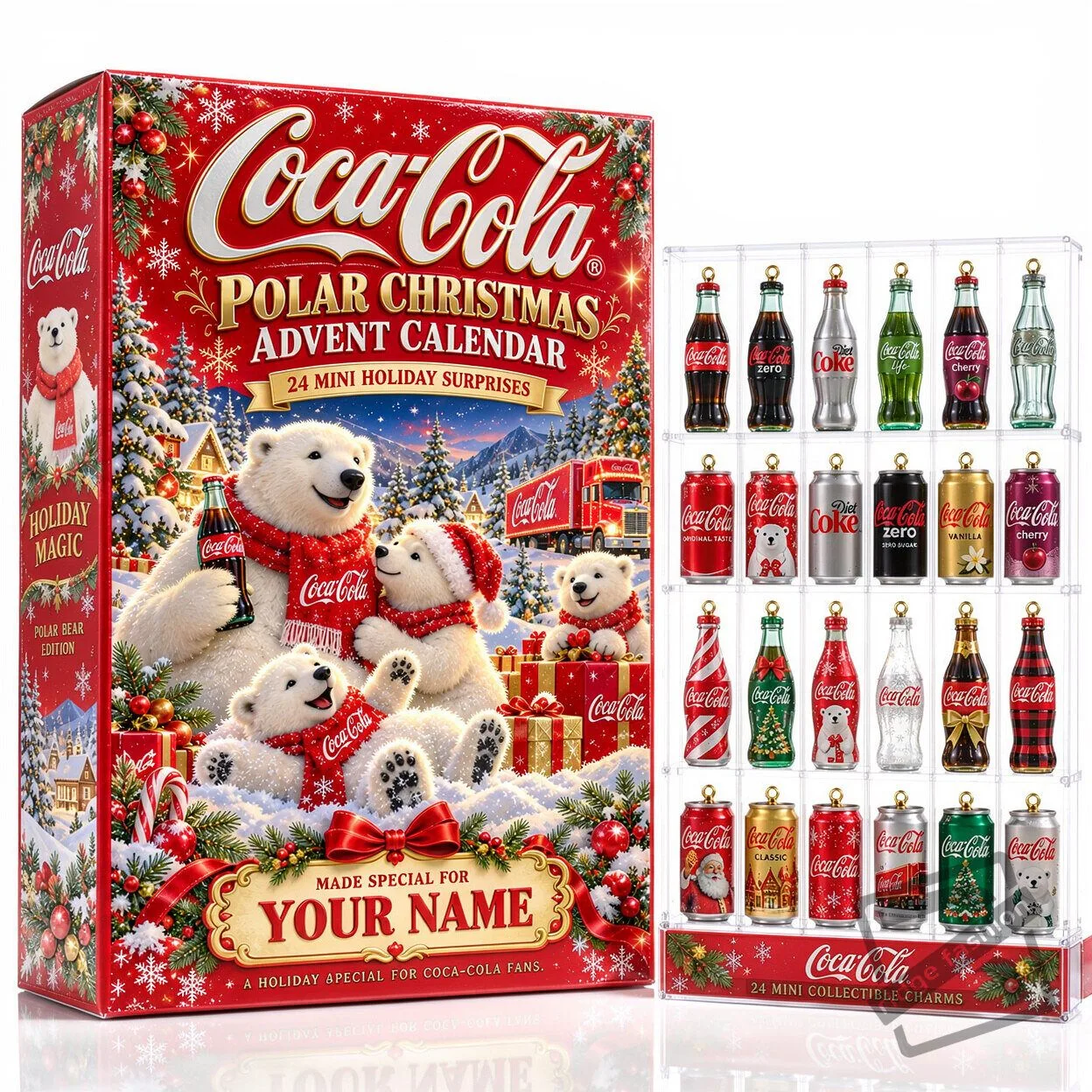 Red Cocacola Christmas Advent Calendar Personalized Gift For Fan 3 Red Cocacola Christmas Advent Calendar Personalized Gift For Fan product view