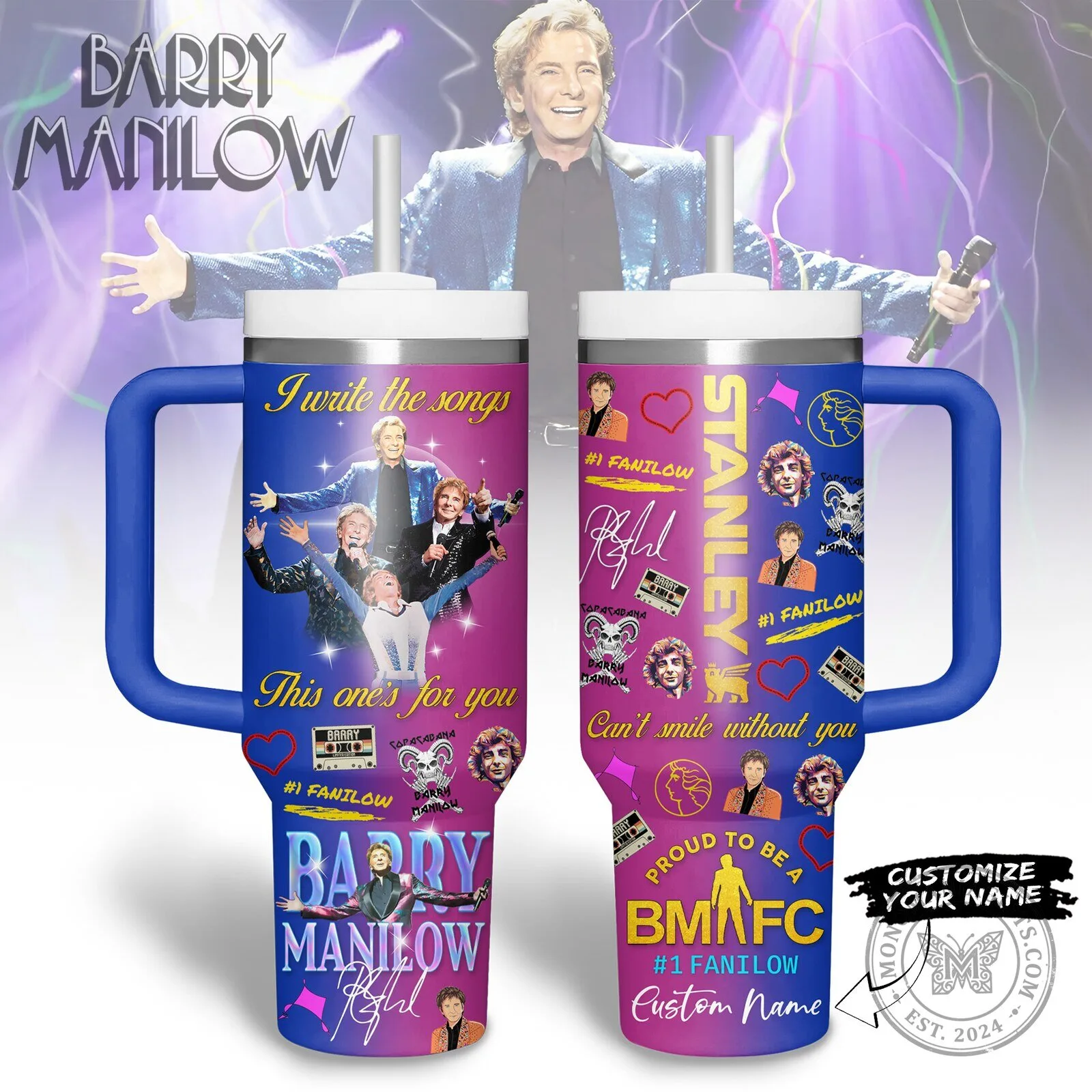 Barry Manilow Fanilow Music Tumbler With Handle