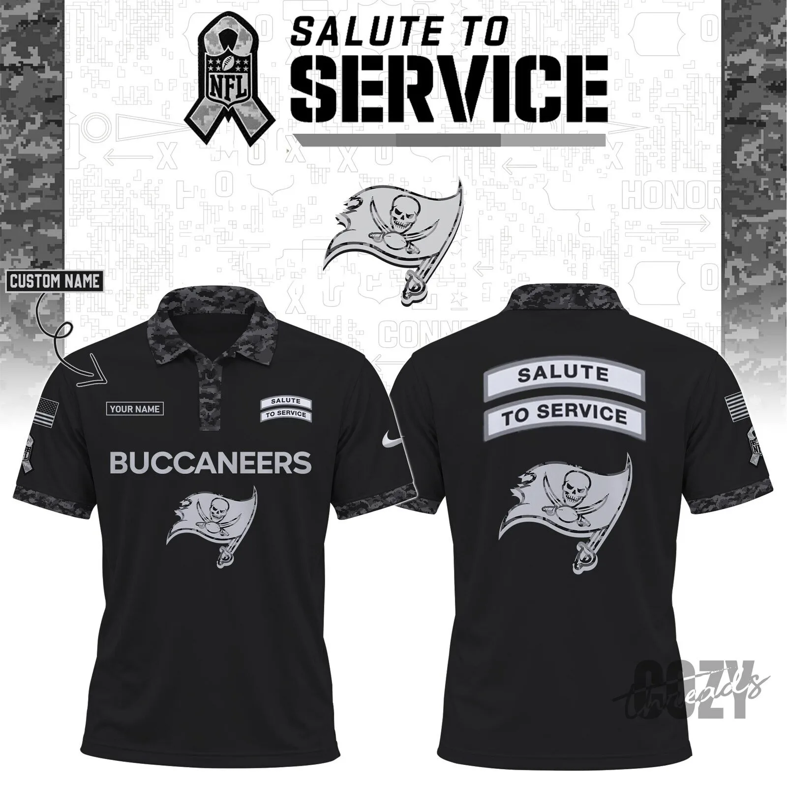 Tampa Bay Buccaneers Salute To Service Black Polo Shirt