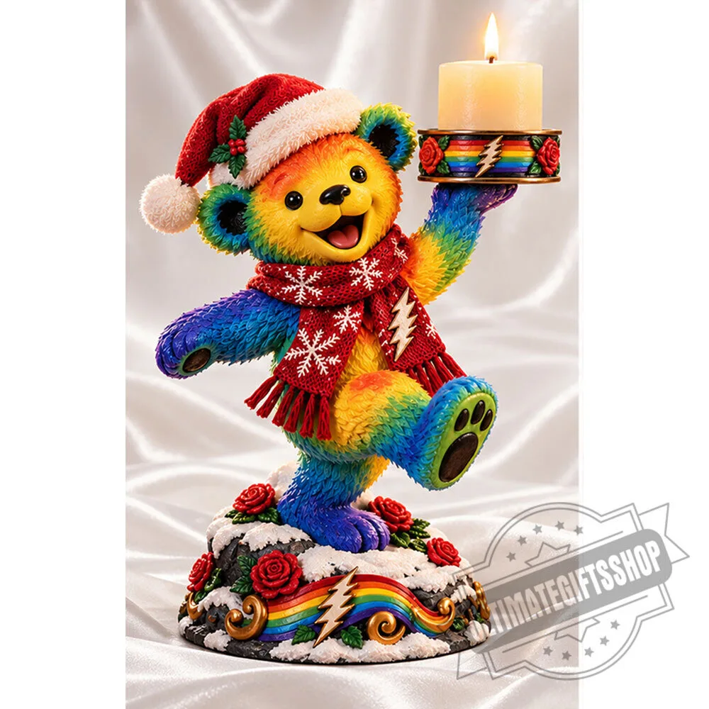 Grateful Dead Christmas Dancing Bear Candle Holder Figurine 3 Grateful Dead Christmas Dancing Bear Candle Holder Figurine