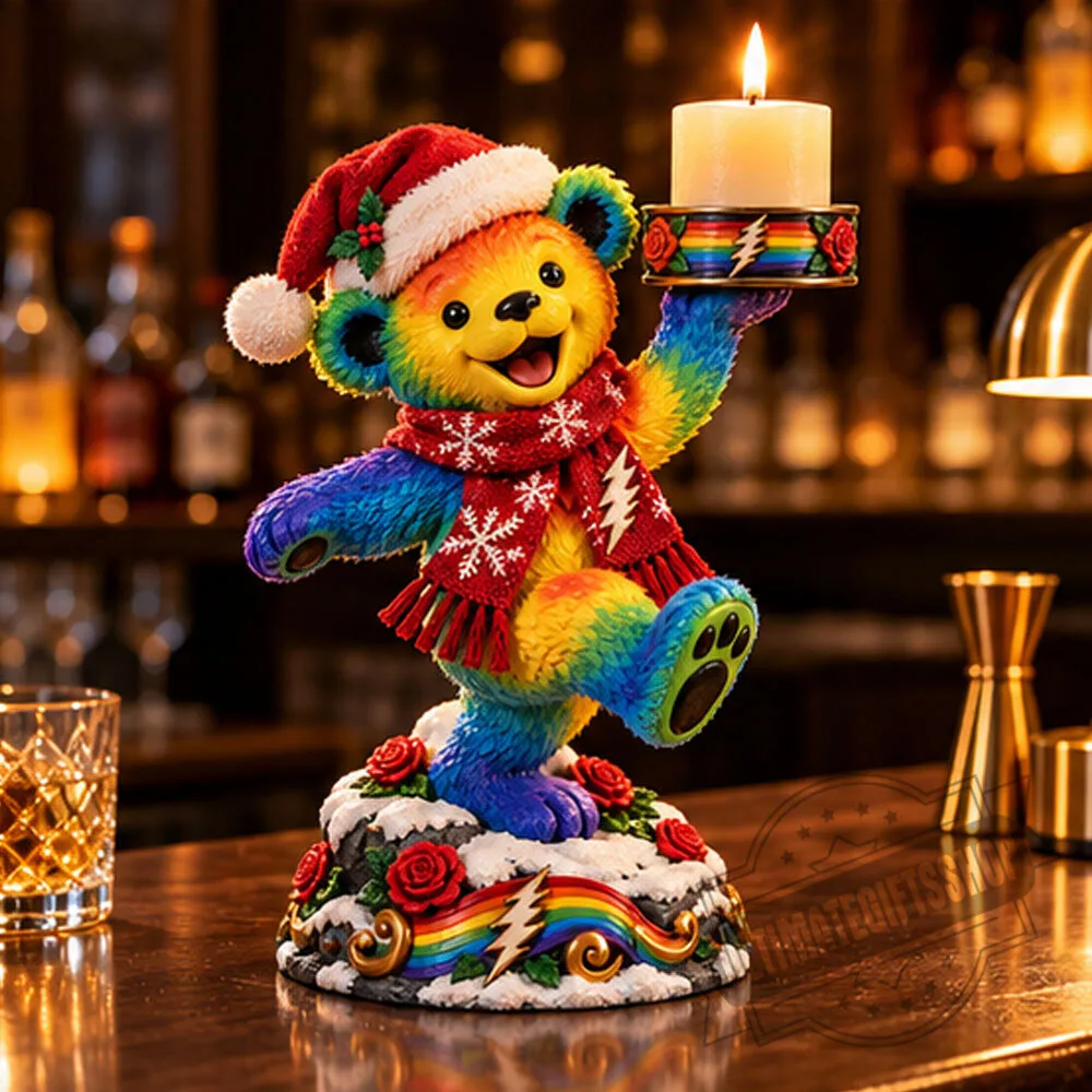 Grateful Dead Christmas Dancing Bear Candle Holder Figurine 5 Grateful Dead Christmas Dancing Bear Candle Holder Figurine