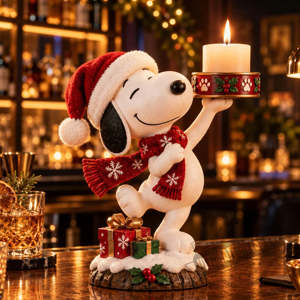 Snoopy Christmas Candle Holder Figurine 5 Snoopy Christmas Candle Holder Figurine